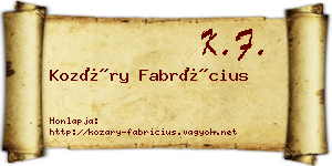 Kozáry Fabrícius névjegykártya